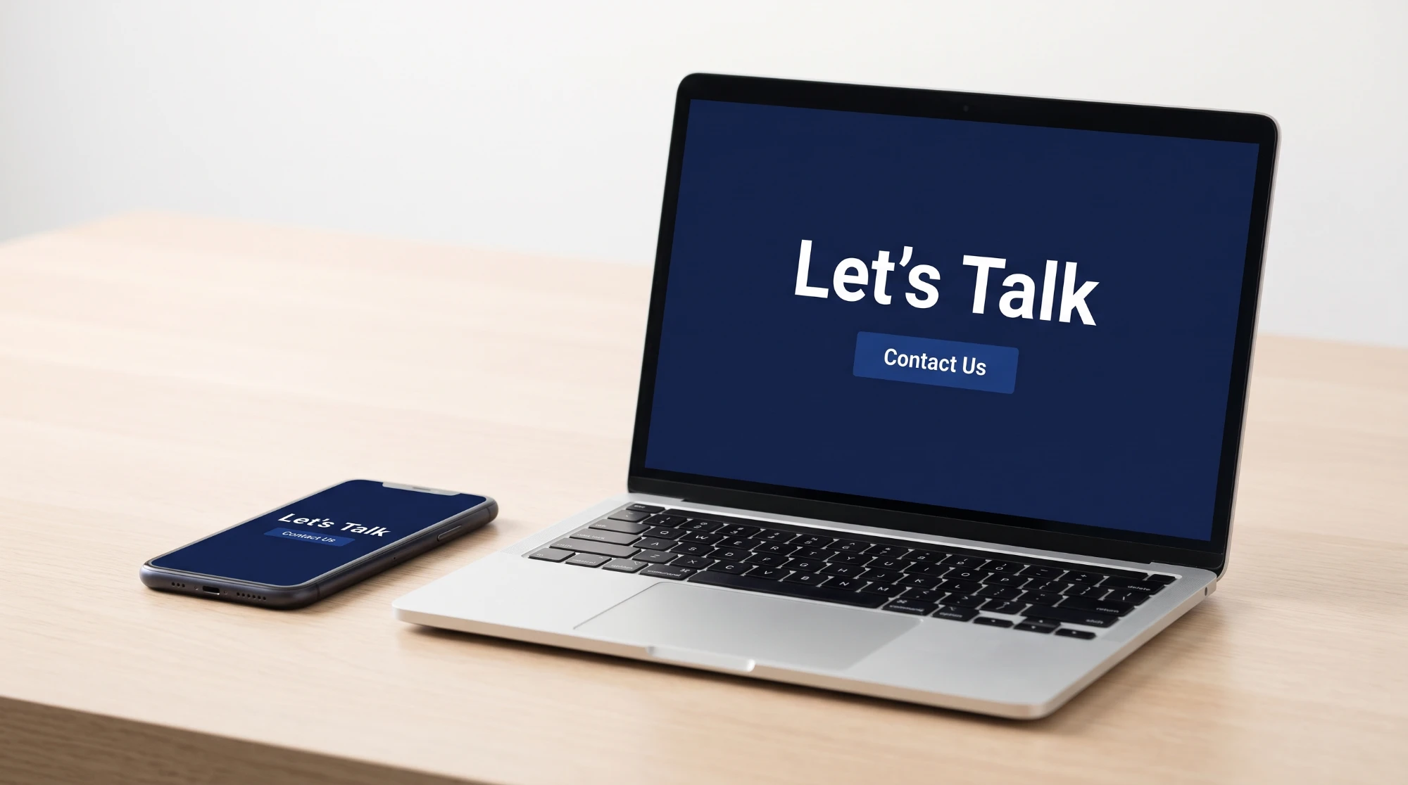 A laptop and phone showing the same finished B2B company website on both screens