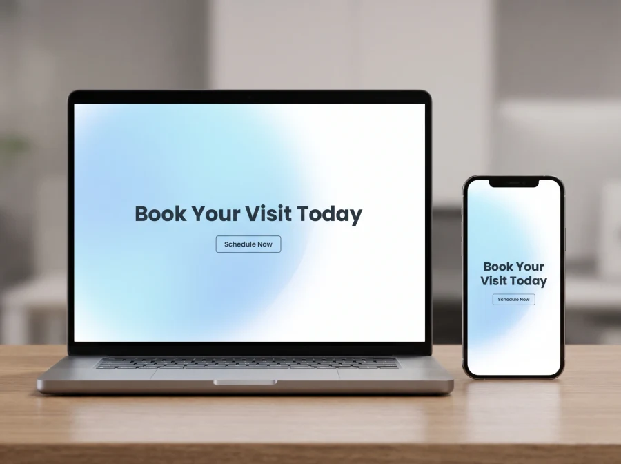 A laptop and phone showing the same finished medical practice website on both screens