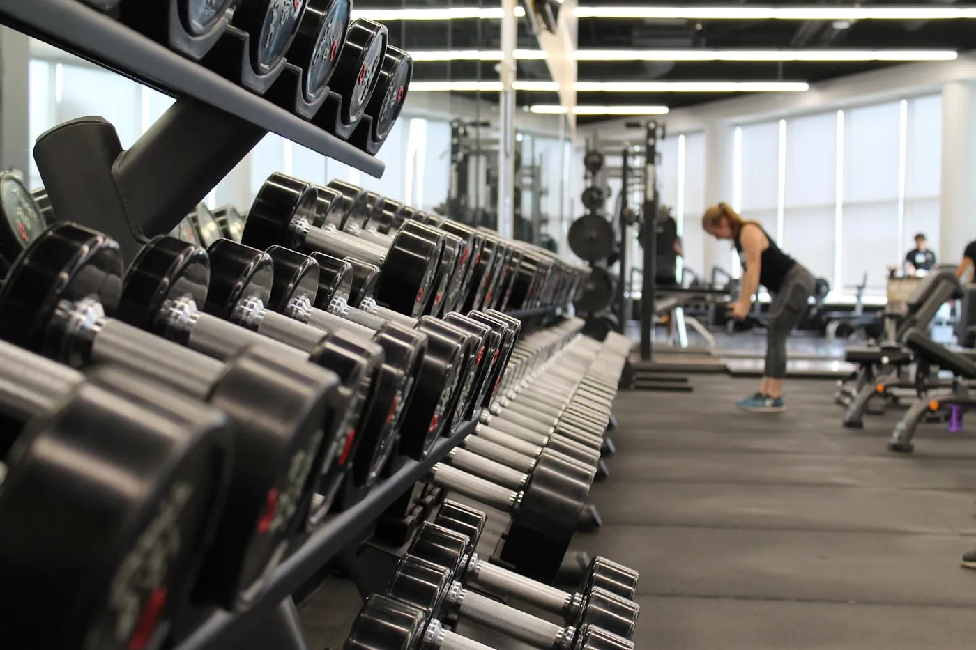 Web design gym project showing a modern fitness studio floor built for class bookings